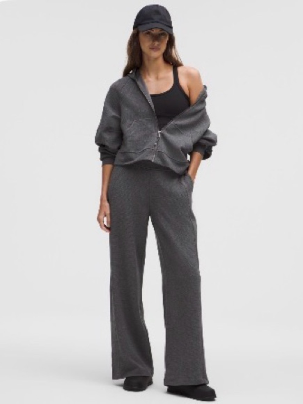 lululemon athletica Wide-Leg Waffle Knit Pants in Charcoal